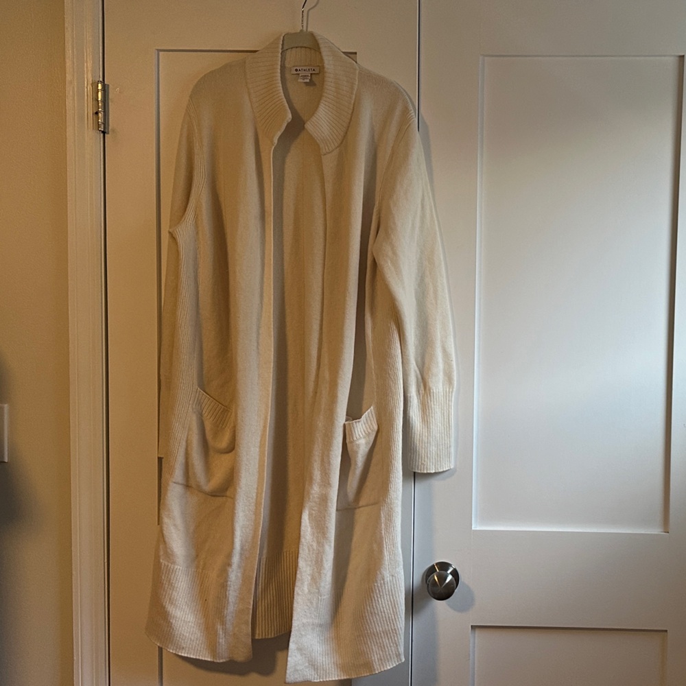 Athleta Ivory Open Front Cardigan
